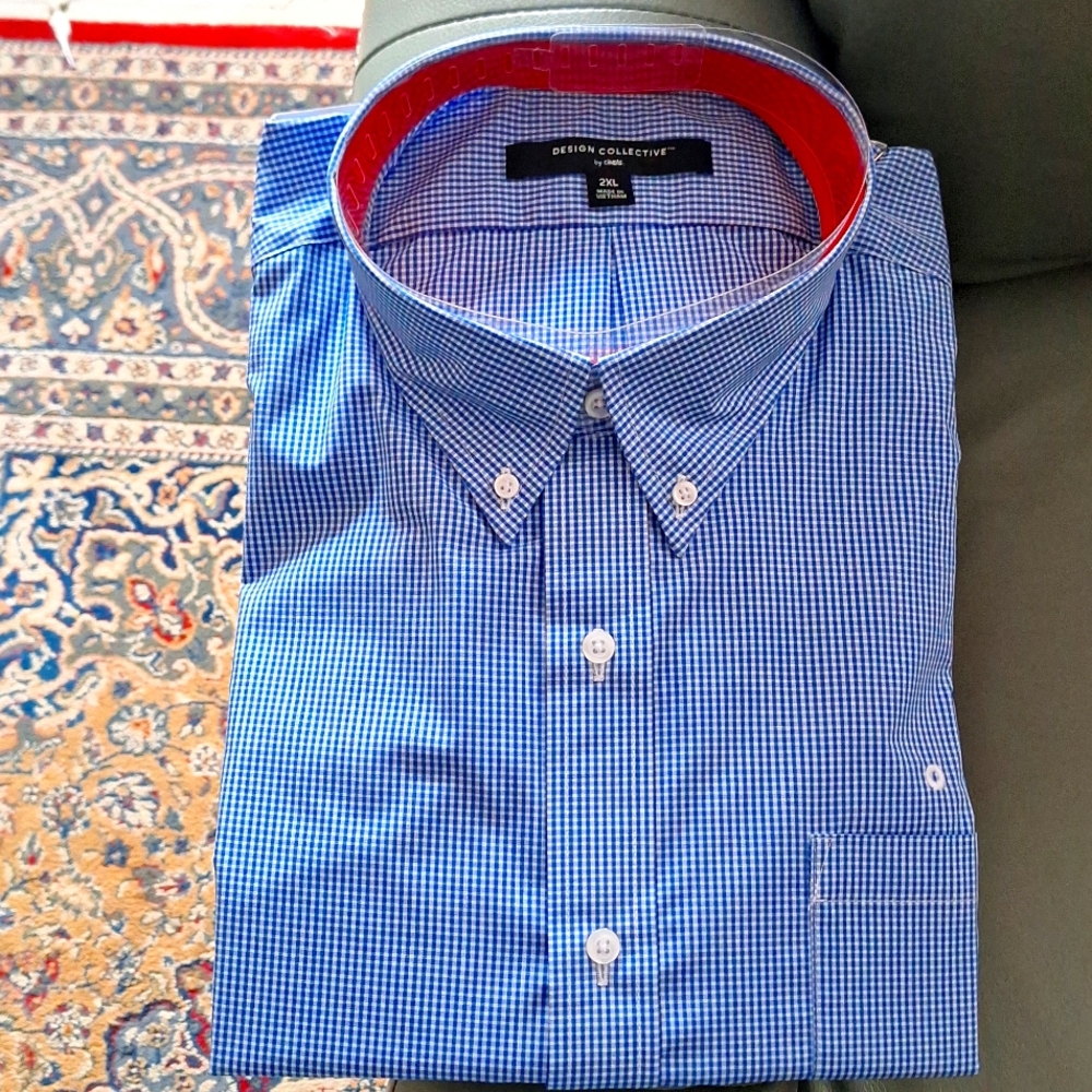 NEW HIGH QUALITY Men's on-trend long sleeve button-down shirt 2XL